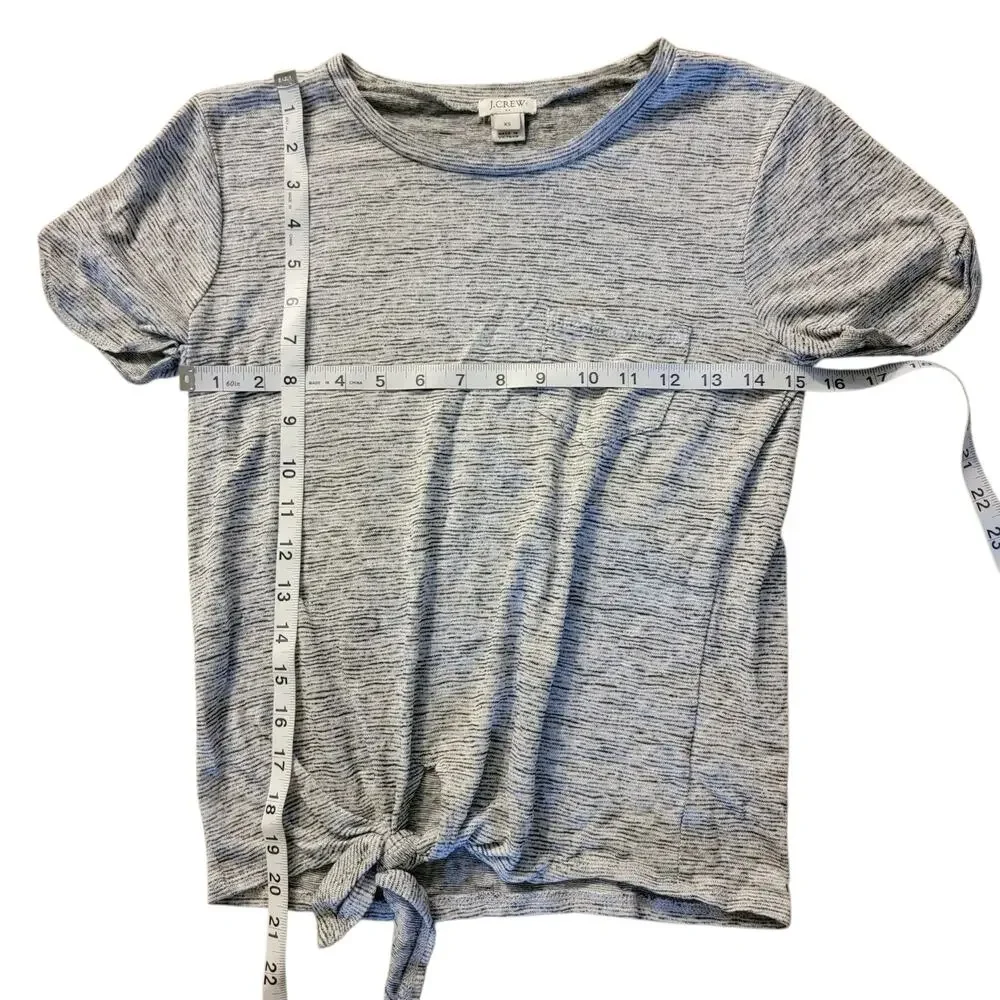 J Crew Black/White/Grey Marled Front Tie Short Sleeve Tee Size XS